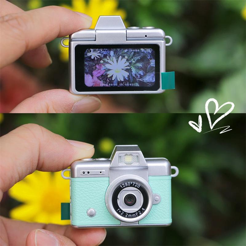 Palm-Sized Mini Digital Camera 180° Flip Selfie Screen with Flashlight Multiple Filters Keychain Portable Digital Camera LK027