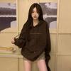 Women Long Sleeve Hooded O Neck Loose Pullovers Female Tops Solid Color Sweatshirts