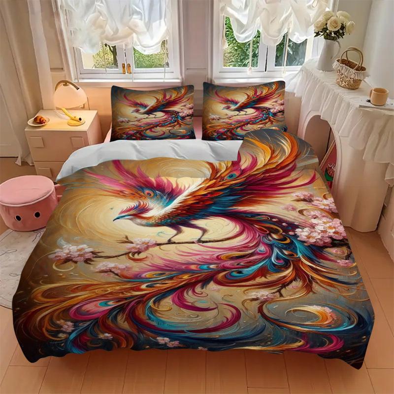 3pcs Mythical-Bird Duvet Cover Set - Includes 1 Duvet Cover and 2 Pillowcases, No Quilt Core, All-Season Home Decor yy251111083