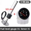 52MM  Fuel Gauge with Fuel Level Sensor 125MM 175MM 225MM 275MM 0-190Ohm Sensor With Red Backlight Oil Tank Level Indicator