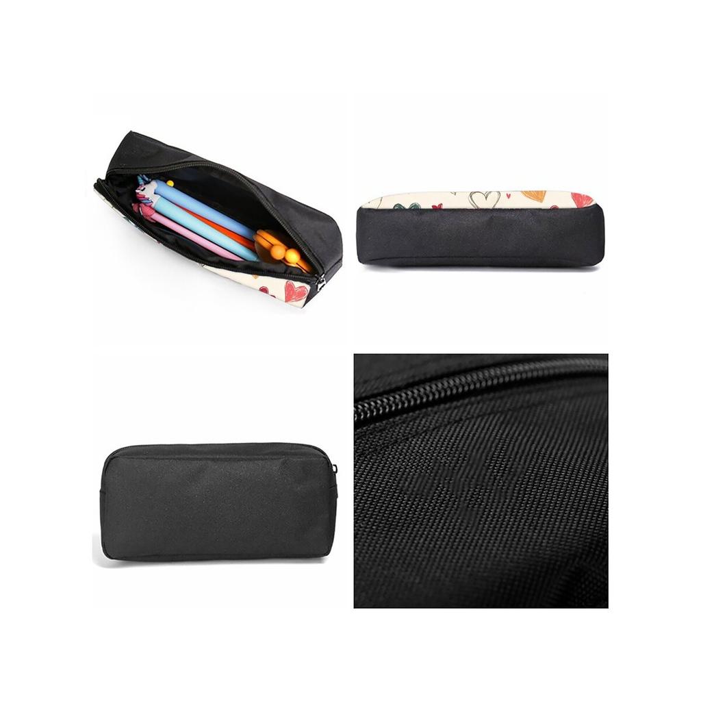 Doodle Heart Love Print Single Layered Pencil Case for Boy/Girls Best Gifts Cartoon School Supplies Pencil Pouch for Children