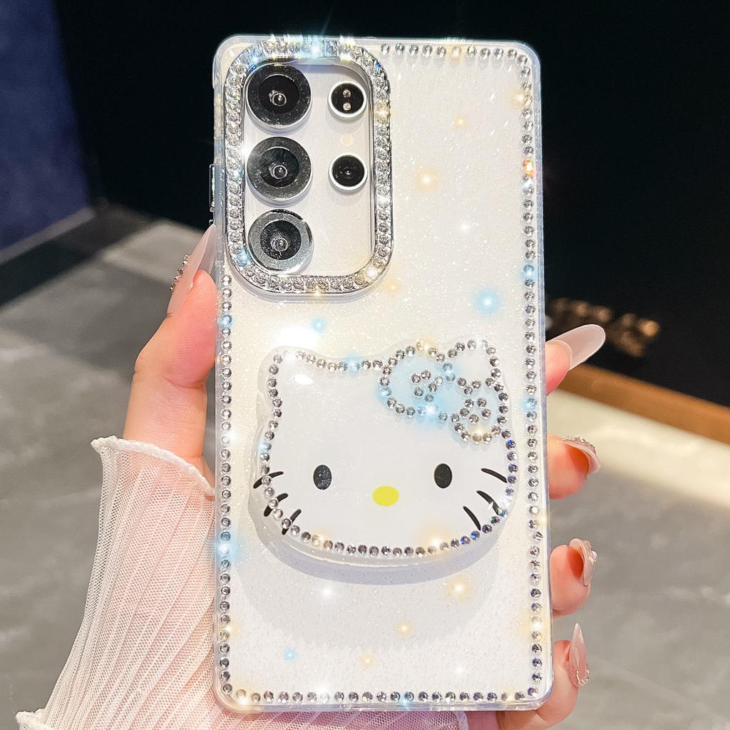 A37 Love Mirror Holder Suitable for Samsung S26Ultra Mobile Phone Case Flash Diamond S25 Flash Powder A56 Jacket