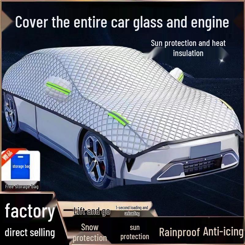 

Universal Sunshade Half Car Cover - Thickened, Insulated Protection for All Seasons Sedan/Small Car - Universal