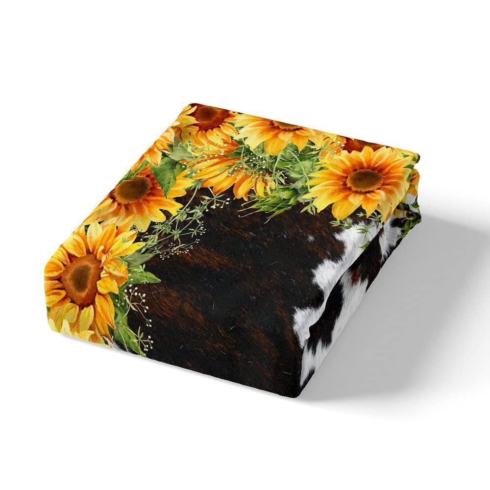 Sunflower Cowhide Three-Piece Quilt Cover 3D Digital Printing Bedding Set Bed Cover