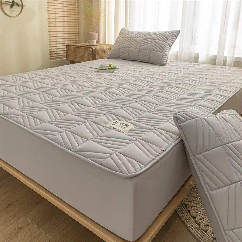 Thicken Mattress Cover Cotton Quilted Bed Cover Anti-bacterial Mattress Protector Topper Pad Soft Fitted Sheets Thick Bed Linens
