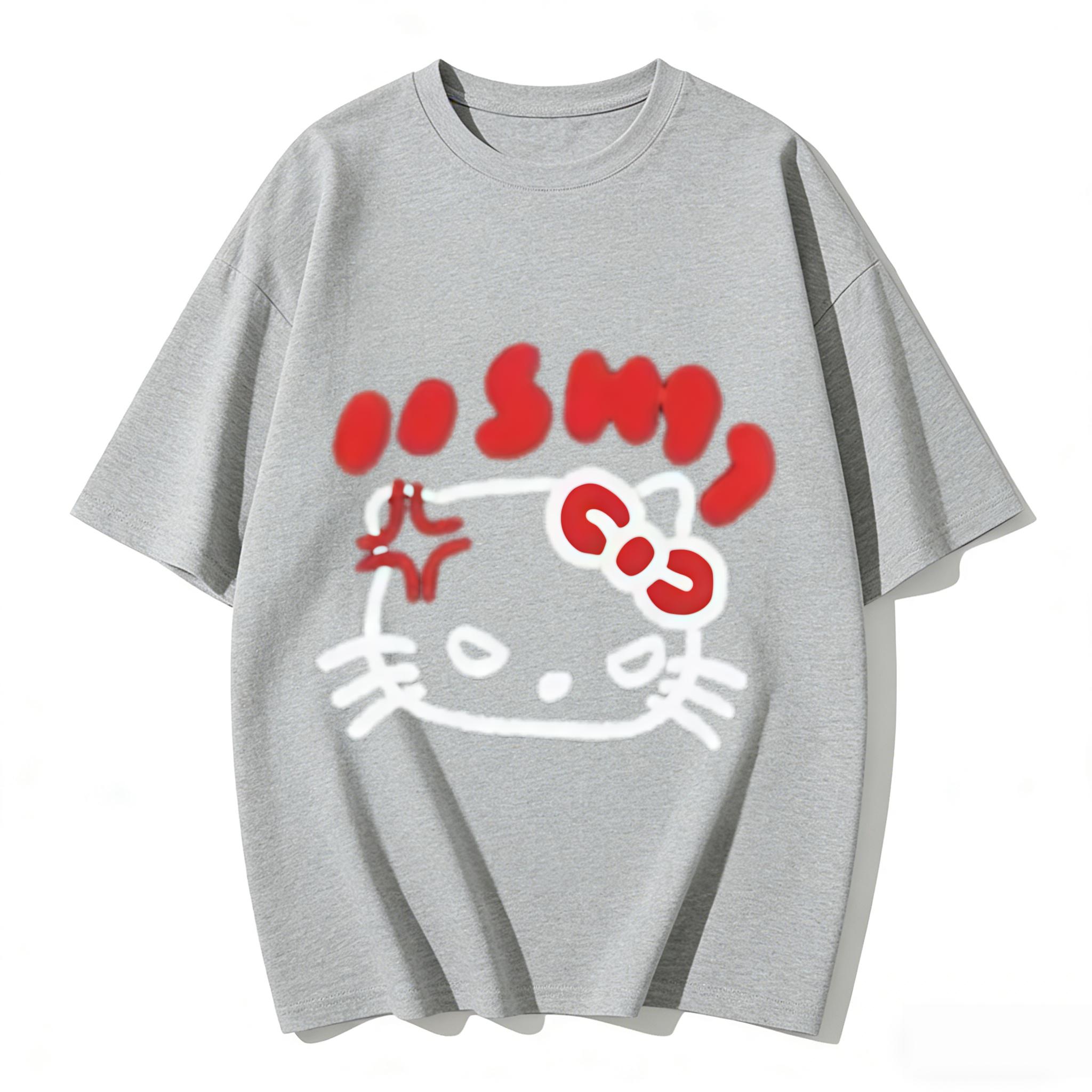 

2026 Summer Trendy Cool Hello Kitty Graphic Couple Tshirts Streetwear Family Matching Parentchild Clothing for Unisex Women Kids S