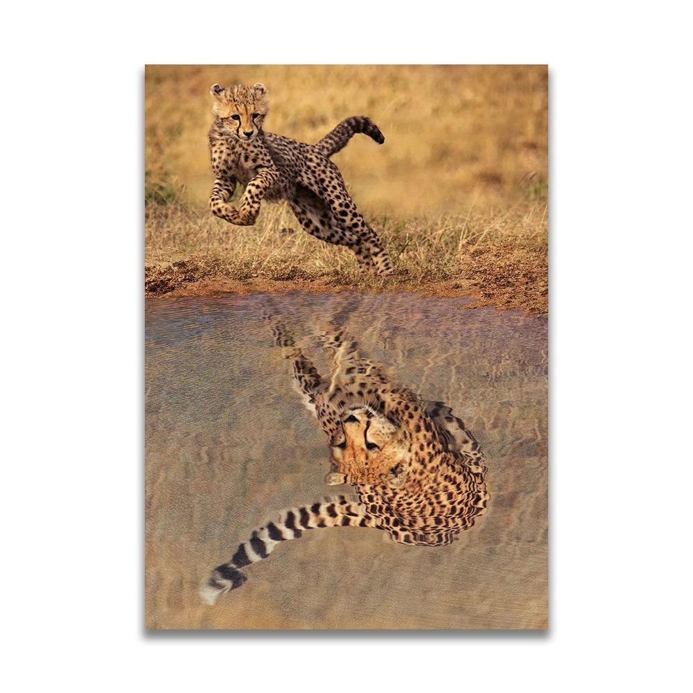 1pc frameless Canvas MINDSET IS EVERYTHING Motivational Poster Lion Tiger Wolf Animal Wall Art Canvas Print fo