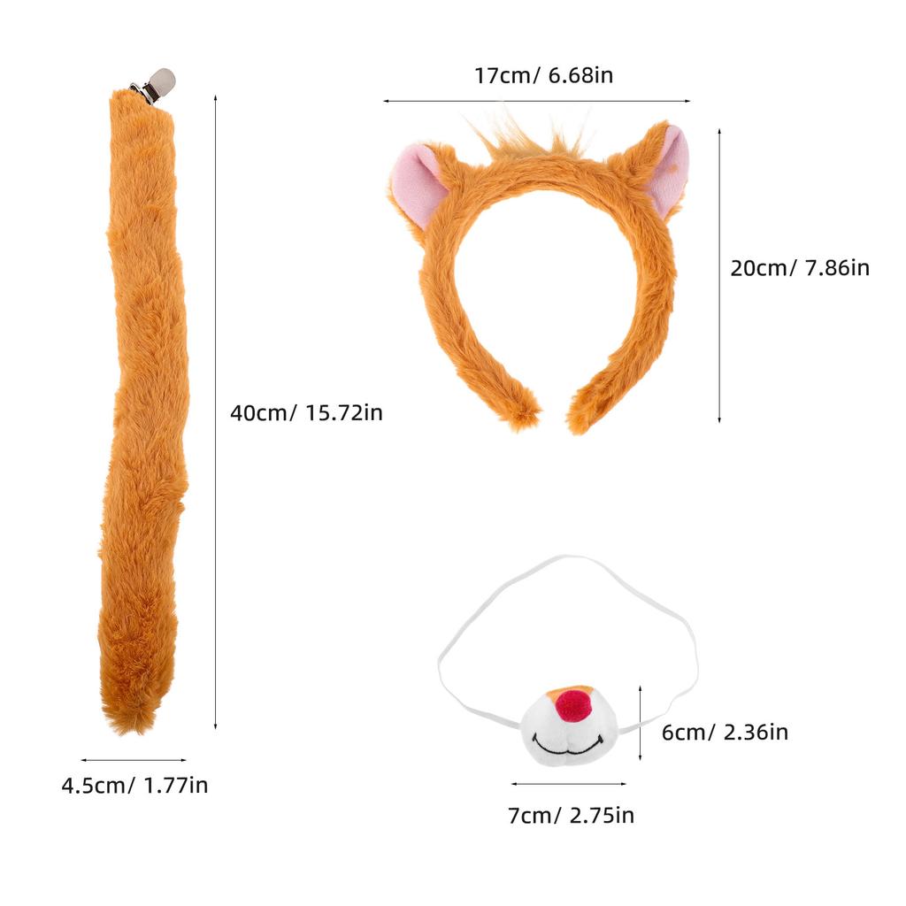 Eichhörnchen Plüschtier Ohren Stirnband Schwanz Nase Set Halloween Party Cosplay Kostüm Verkleidungs Zubehör