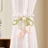 2Pcs Magnetic Clasp Curtain Holdbacks Tulips Bowknot Pearls Beads Window Drape Tiebacks for Living Room Bedroom Decors