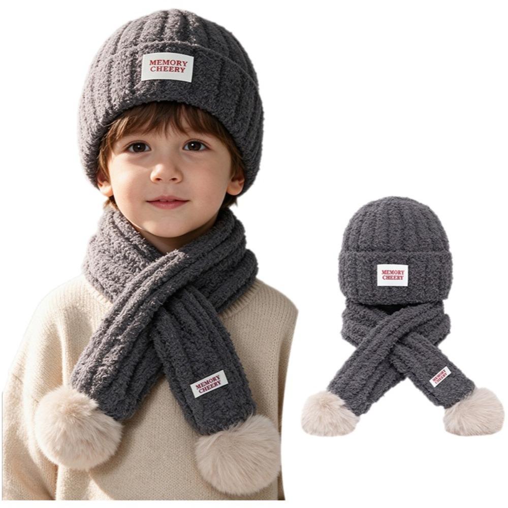 Knitted Kids Hat Scarf Set Soft Baby Beanie Hat New Children Winter Hat  Cold Weather Accessories