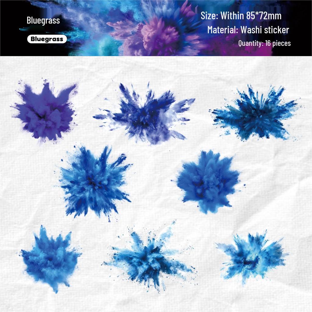 Retro Story Washi Stickers: Explosion Moment Series - 16 Sheets, Assorted Shapes for DIY Journals (6 Types)