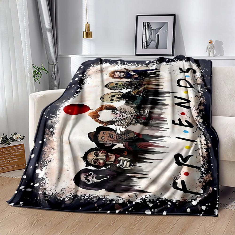 Halloween Horror Icons Blanket Ultra-Soft Suitable for Seaside Bed Livingroom All-Season Use Playful Design Perfect Gift for Relatives and Friends