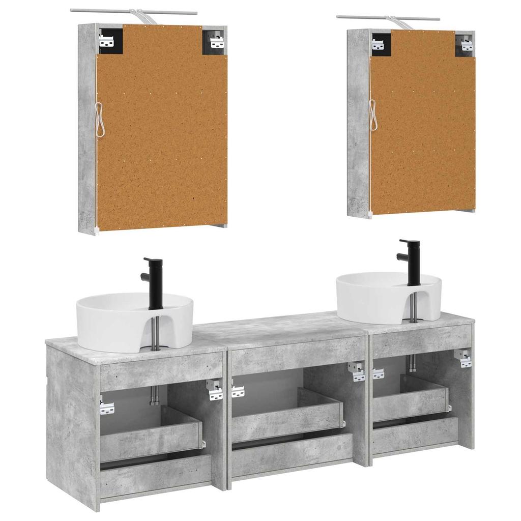 Bathroom Cabinet Set 5 Pcs Concrete Grey 50 X 14.5 X 70 Cm