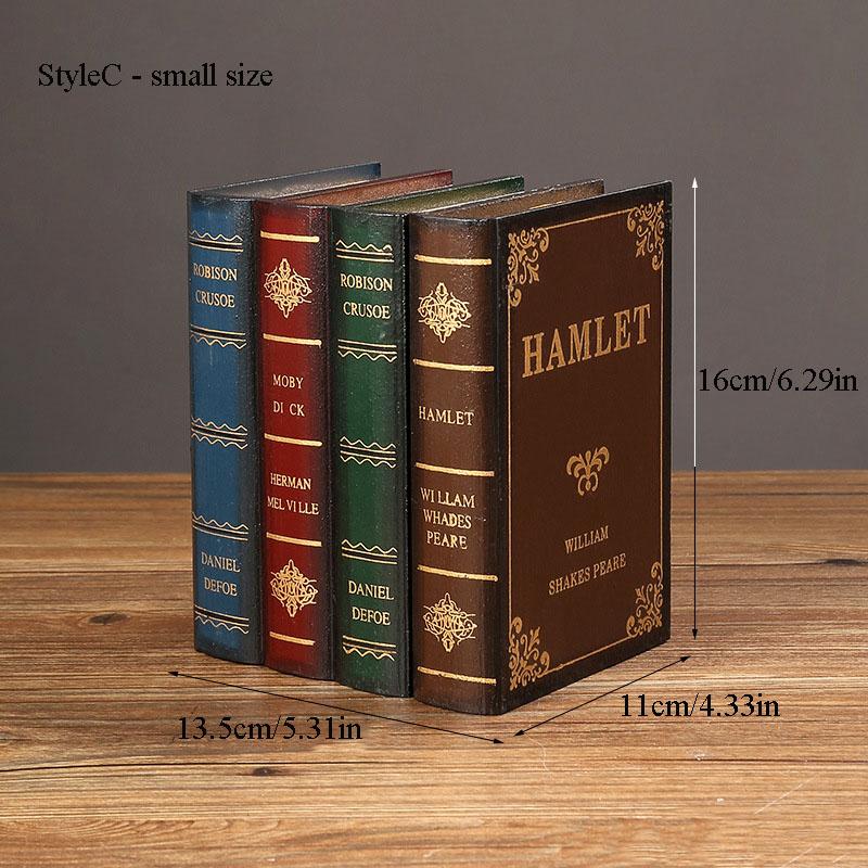 Vintage Style Antique Book Storage Box Wooden Stackable Decorative Office Storage Box Vintage Decorative Prop Book Decoration