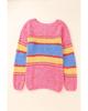 Azura Exchange Pink Plus Size Stripe Oversized Sweater