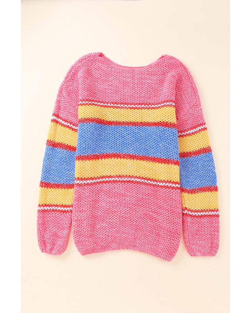 Azura Exchange Pink Plus Size Stripe Oversized Sweater