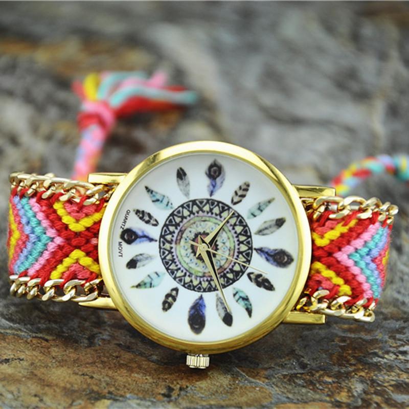 Orologio Intrecciato da Donna Dreamcatcher con Quadrante in Vetro per Regalo e Uso Casual