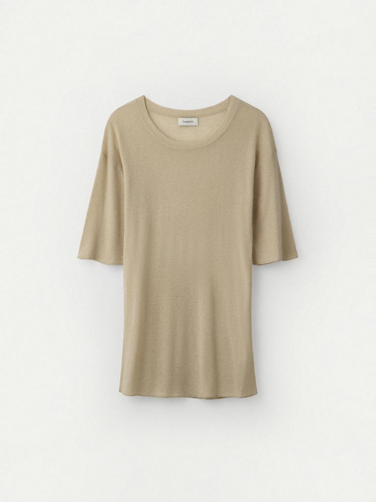 UMARMUNG Weightless Wool Half Sleeve Pullover_Champagne