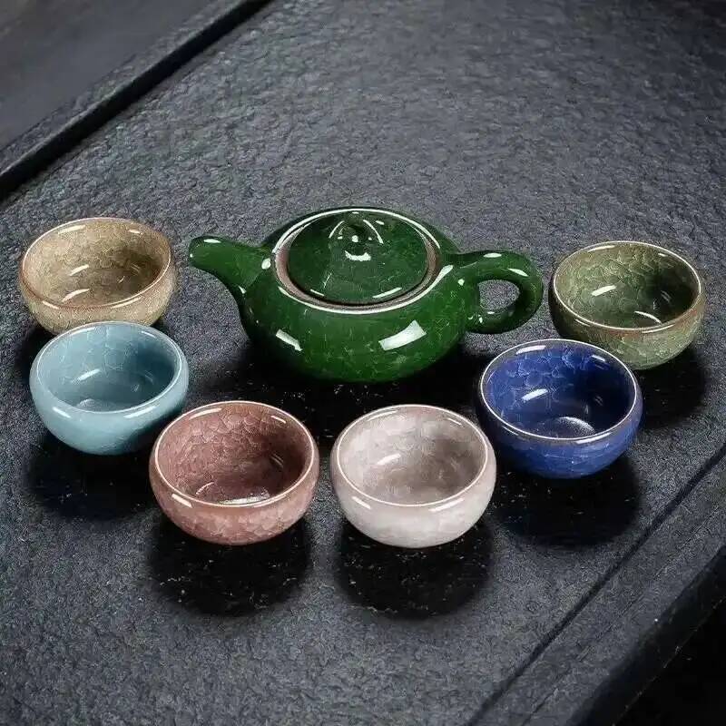 Red Forest TeapotJingdezhen Blue and White Porcelain Tea Set Double Heat-resistant Kung Fu Tea Cup Ceramic Tea Cup