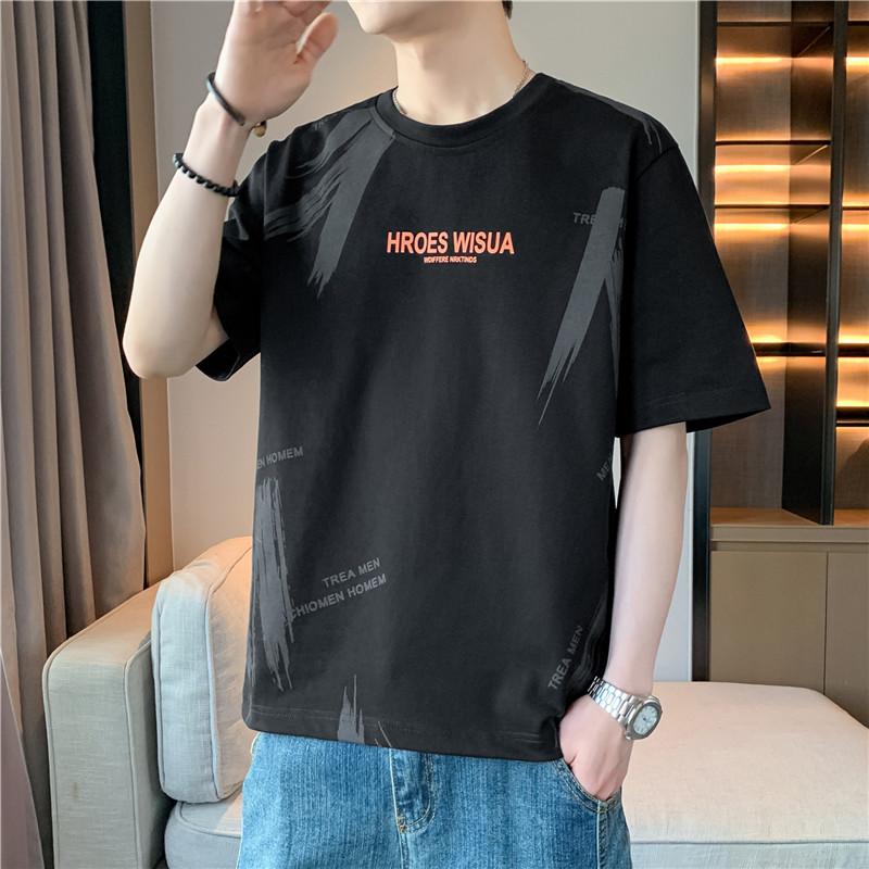 

Мужская летняя футболка с коротким рукавом, круглый вырез, полурукав, базовая футболка, с принтом, большого размера, мужская M-8XL 2XL чёрный