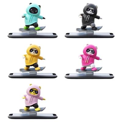 Lovely Skateboard Bear Car Interior Center Console Screen Ornaments Automatic Sliding Decoration Adhesive
