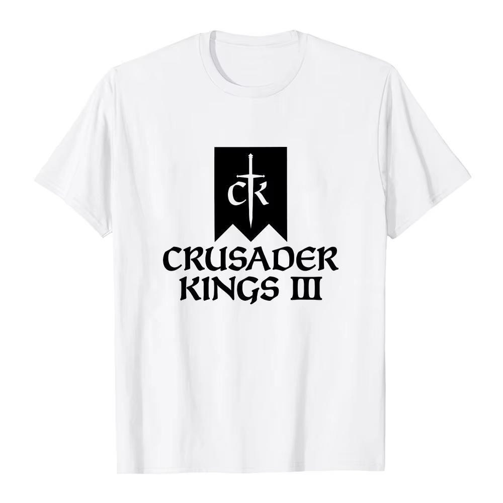 Игровой футболка Crusader Kings III Летняя Хлопковая С коротким рукавом Мужская Футболки Унисекс Уличный стиль Дизайн Графическая Печать S