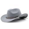 European and American fashion woolen top hat women's webbing hemmed cowboy jazz hat autumn and winter English felt hat men's cowboy hat felt hat