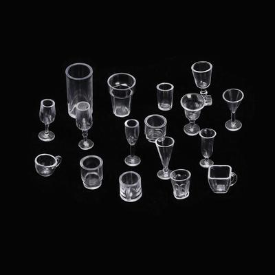 17PCS/Set Transparent Dollhouse Accessories DIY Toys Plastic Model Ice Cream Bowl Simulation Cookware Mini Cup Miniatures Goblet