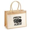 Jute Tote Bag with Pocket I Can't I'm a DJ I Can't Minimalist | Jute and Cotton Canvas 21 L Flat Bottom Handles 65 Cm | Market