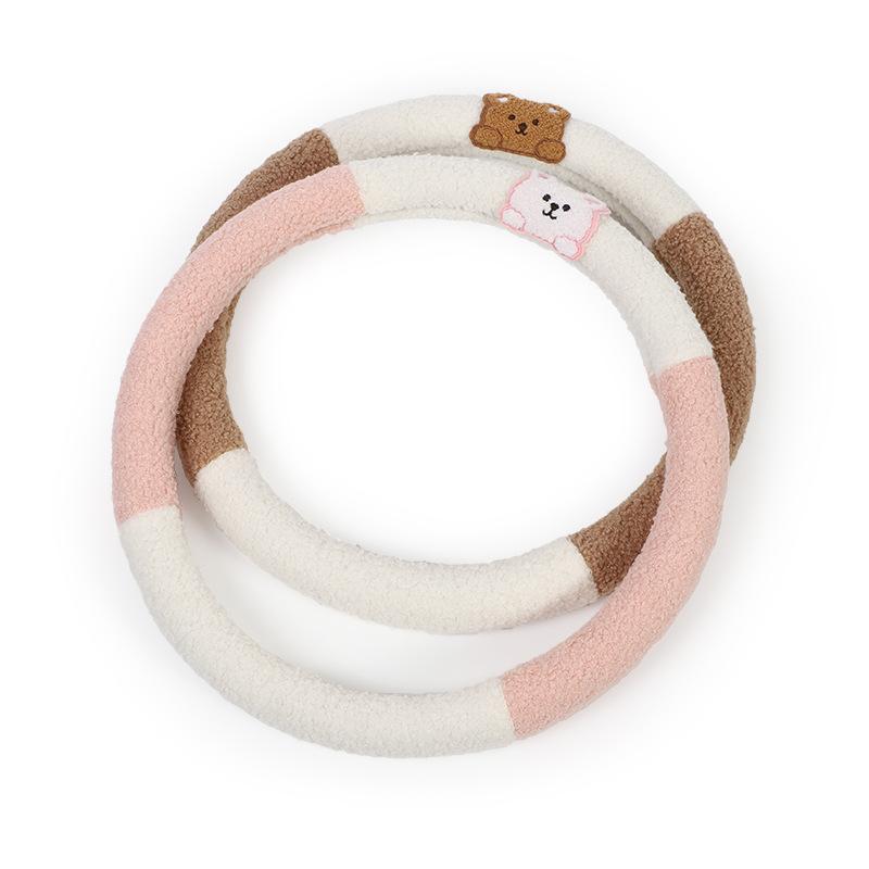 Cartoon Pattern Lamb Fleece Warm Non Slip Universal Car Steering Wheel Cover