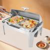 Bymaocar 9L Stainless Steel Rectangle Chafer Roll Top Chafing Dish Buffet Set Food Warmer W/2*Alcohol Stoves Two Heating Methods