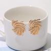 Gold Color Metal Weaving Wing Stud Earrings for Female Fashion Sweet Geometry Wedding Jewelry Romantic Valentine's Day Gift