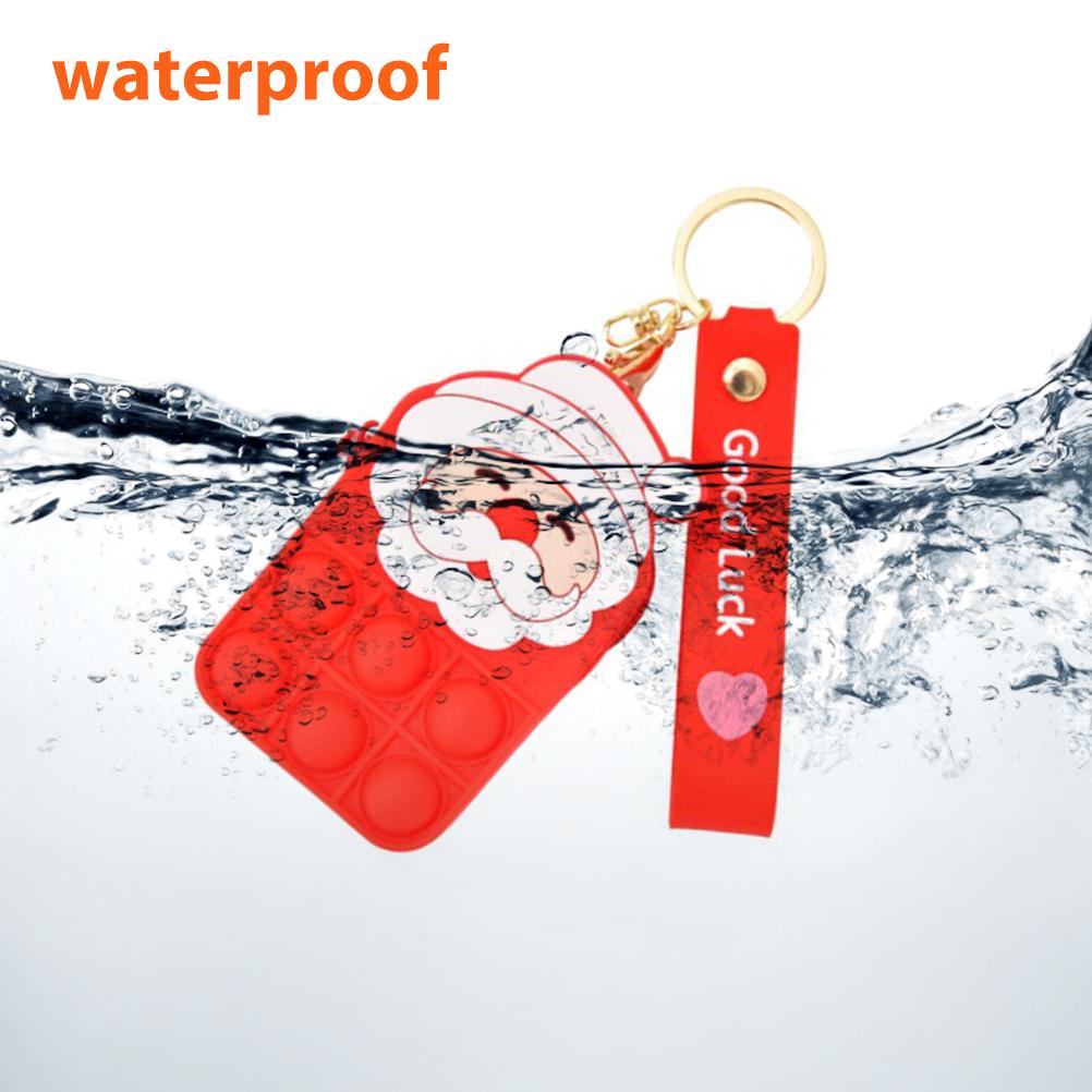 Push Bubble Sensory Toy Christmas Santa Claus Coin Purse Keychain Pouch Bag Stress Reliever Silicone Decompression Toy