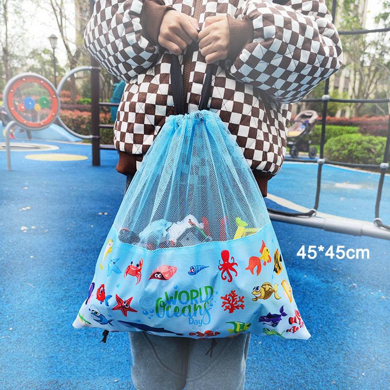 Outdoor Foldable Beach Mesh Bag Portable Children Sand Away Kids Beach Toys Clothes Sundries Storage Mesh Bags
