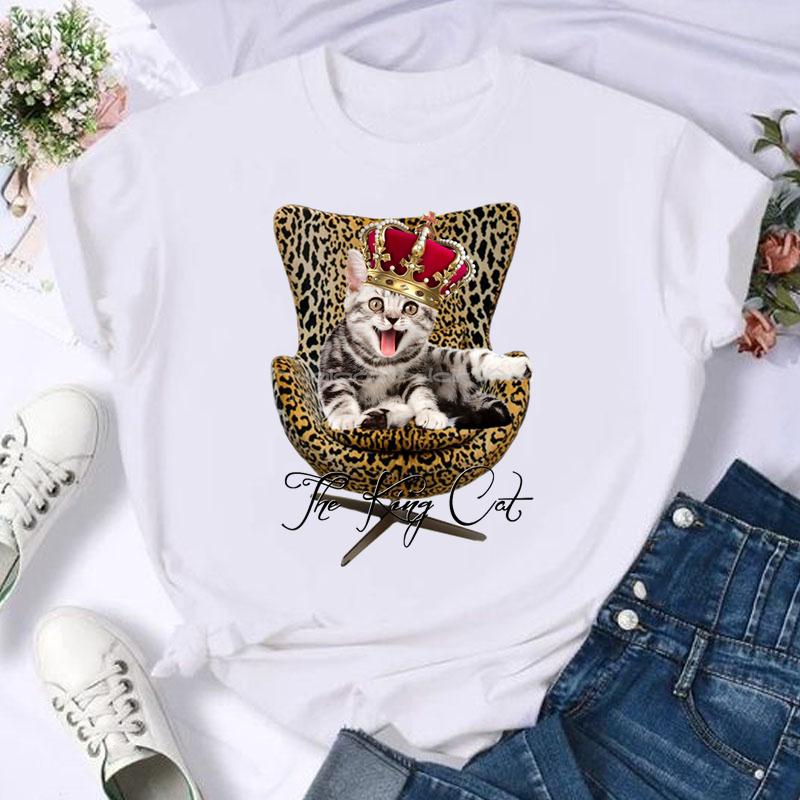 Women Print Cat Lovely Pet Animal Cute T Shirt Fashion Summer Female Casual Top Short Sleeve Tshirts Cartoon Graphic T-Shirts Women’s
