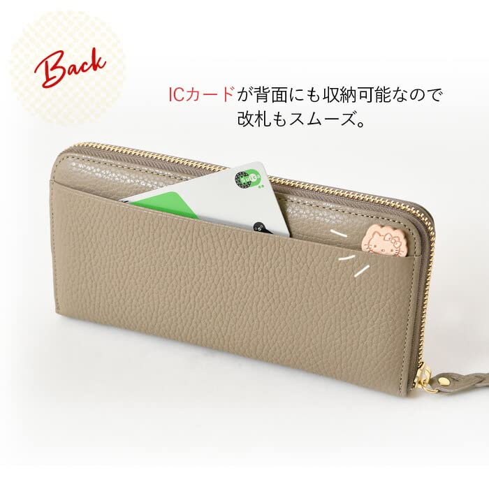 Long Wallet Round Zipper Fluffy Genuine Leather 87100 [Hello Kitty] [Hello Kitty] Women's (Ivory)