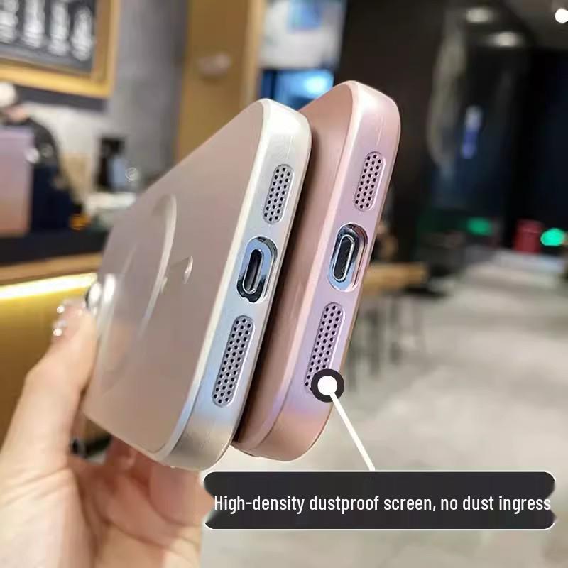 Magnetic Liquid Lens Protector for iPhone 15 PRO, CD Pattern Metal Paint, Apple 14 Electroplated Protective Phone Case X