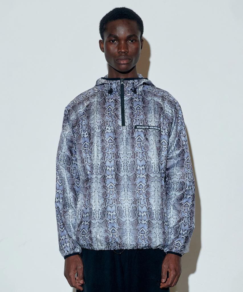 Sculptor Glossy Patterned Anorak Pullover Ice Gray
