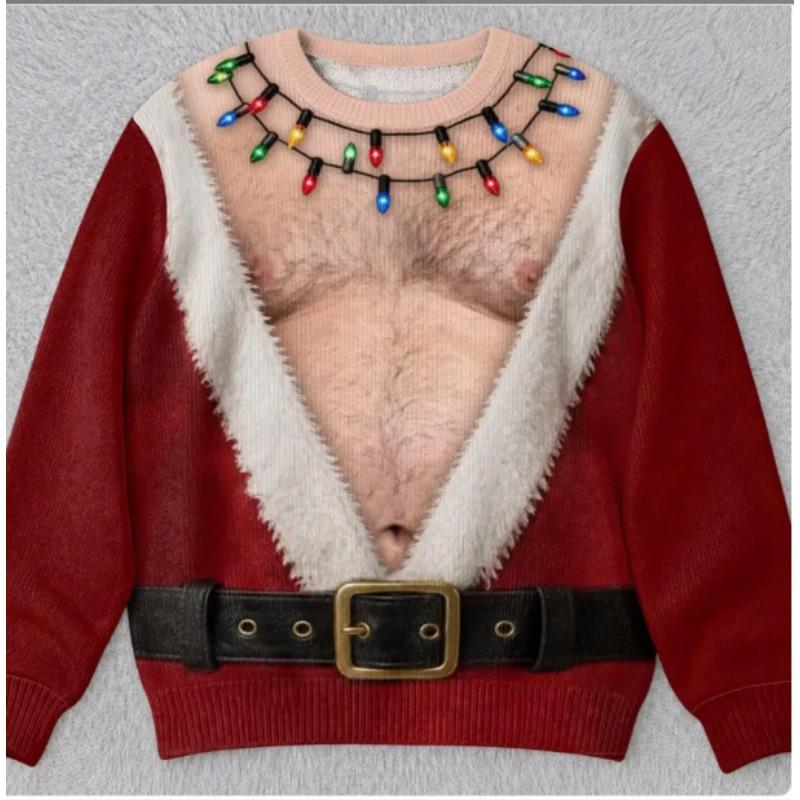 Autumn and winter new Christmas loose personality round neck digital printing sweater men's and women's sweaters