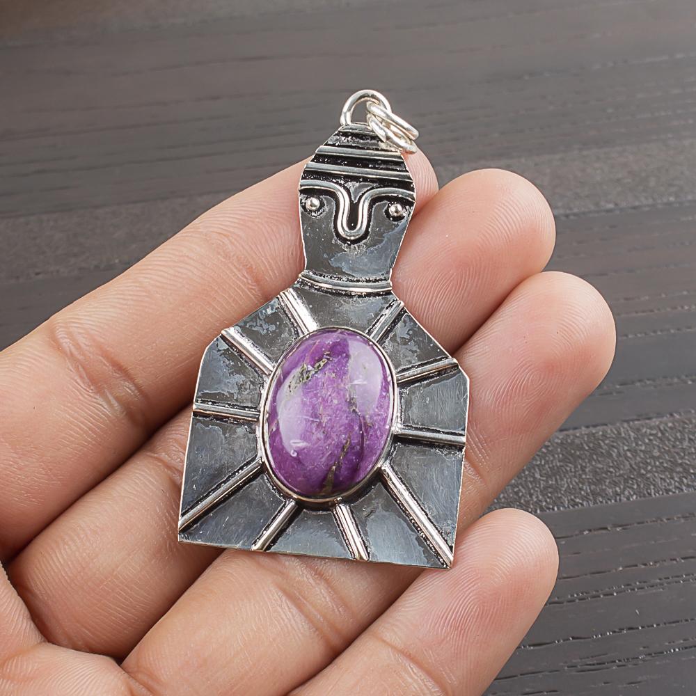 

Natural Purpurite Gemstone 925 Sterling Silver Jewelry Designer Pendant 2.2 AJP-1978
