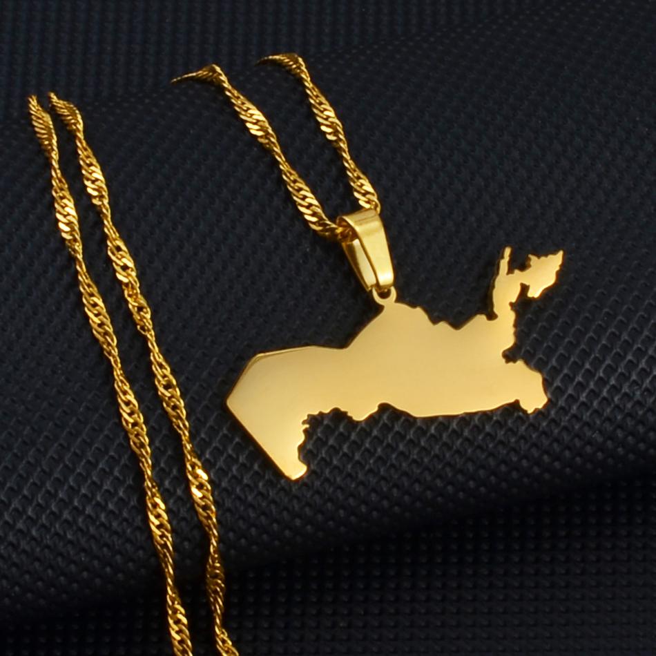 Anniyo Uzbekistan Map Pendant Necklaces Gold Color Jewelry Ozbekiston Patriotic Maps #214921