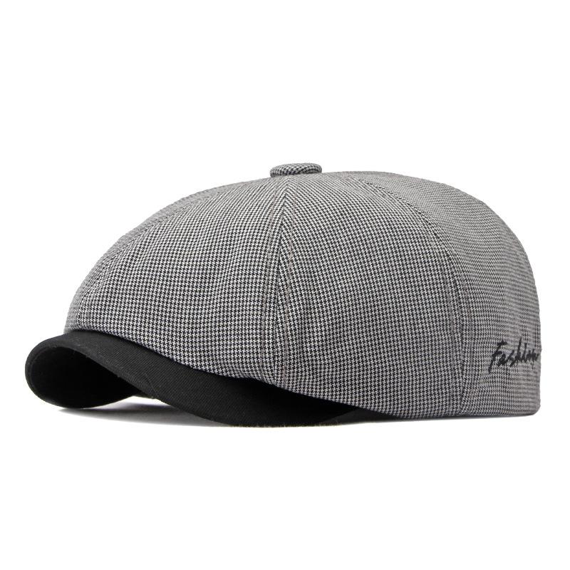 Casual Newsboy Caps Men Cotton Flat Cap Octagonal Hats Male Solid Eight Panel Berets Spring Summer Thin Herringbone Painters Hat