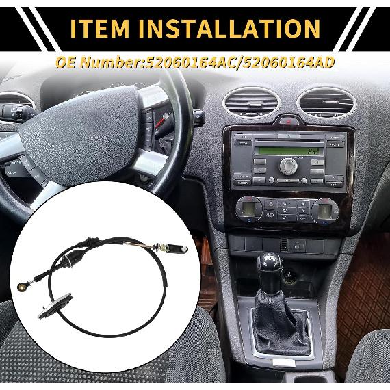 Automatic Transmission Gear Shifter Cable for Jeep Wrangler 2007-2010 Auto Trans Gear Shift Control Lever Cable No.52060164AC/52060164AD Metal Black