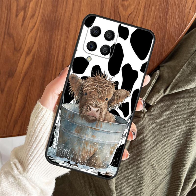 Western Highland Cow Sunflower Cute Case For Samsung Galaxy M06 M16 M36 M56 M33 M15 M55 M31 M13 M12 M14 M53 M32 M52 M35 M34 M54