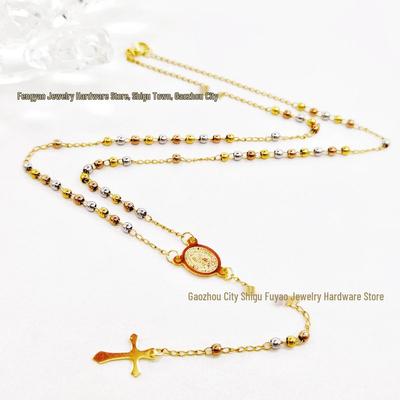 3M Gold Rose Steel Necklace: Elegant Three-Color Design with Round Beads