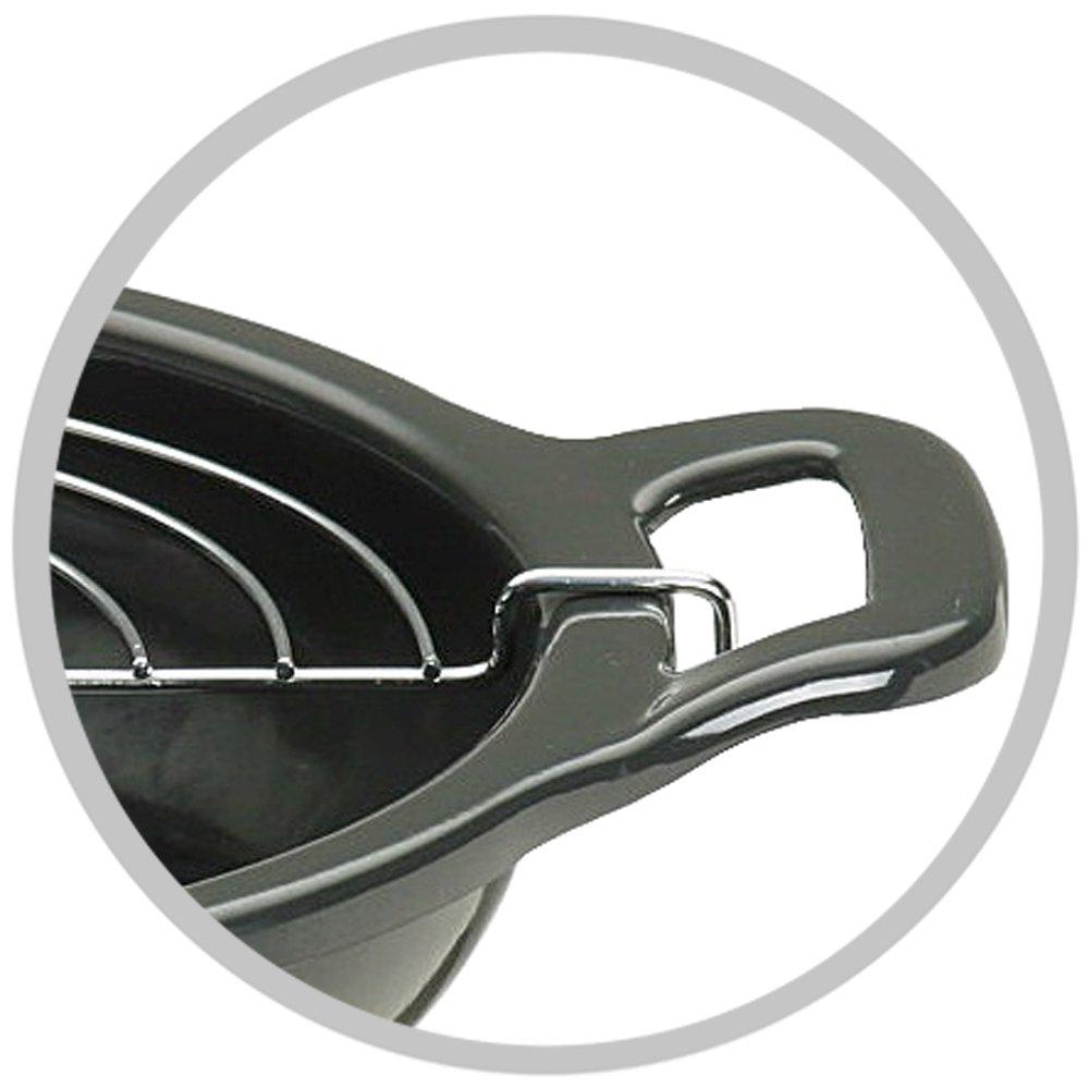 Takagi Metal Tiered Enamel Tempura Induction Black TP-22D Pot, Compatible, 22cm,