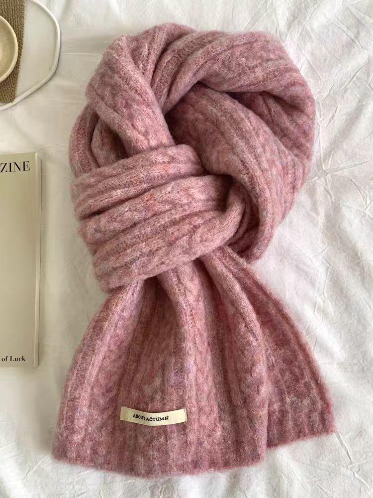 Wool Blended Knitted Scarf Women'S Winter Korean Version Soft Waxy Fashion Versatile Warm Student Couple Autumn And Winter Men