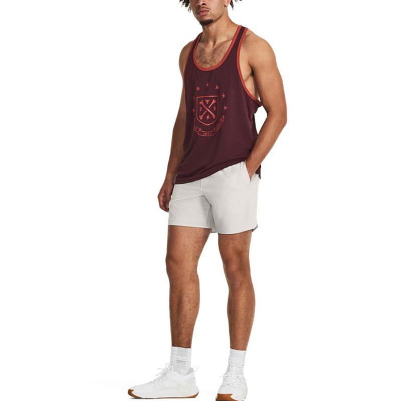 Under Armour Project Rock Buchstaben Logo Print Training Lockerer Schnitt Rundhals Ärmelloses Tanktop Herren Tops Braun 1380109-600