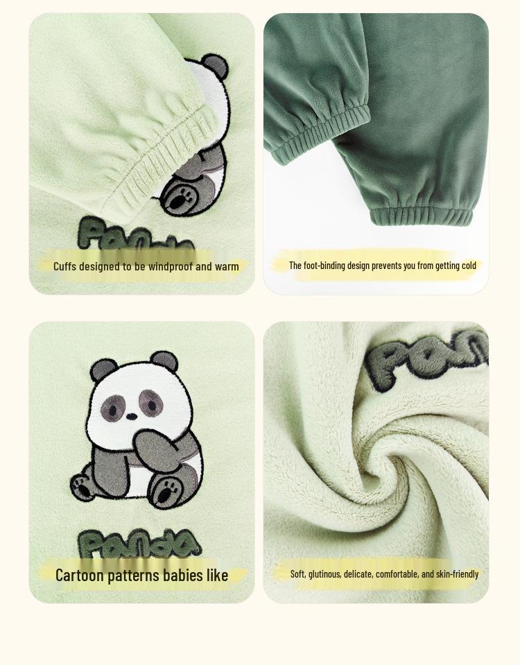 Kids' Wool Plush Pajamas Set - Warm Autumn/Winter Coral Fleece Sleepwear for Boys and Girls