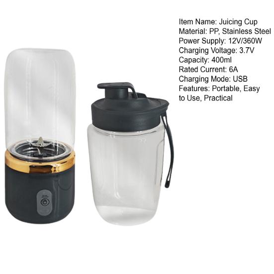 Frullatore Portatile 360W per Frullati e Smoothie 6 Lame Autopulente Tazza Spremiagrumi 400ml Ricaricabile Frullatore per Smoothie per Cucina Viaggio Palestra